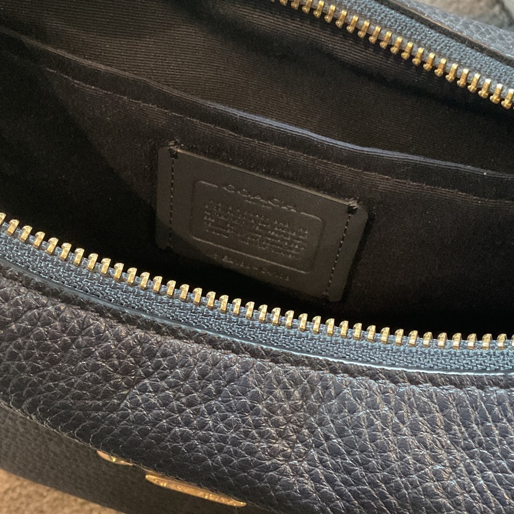 Coach Navy Blue Hobo Bag with Gold Accents - Picture 6 of 7